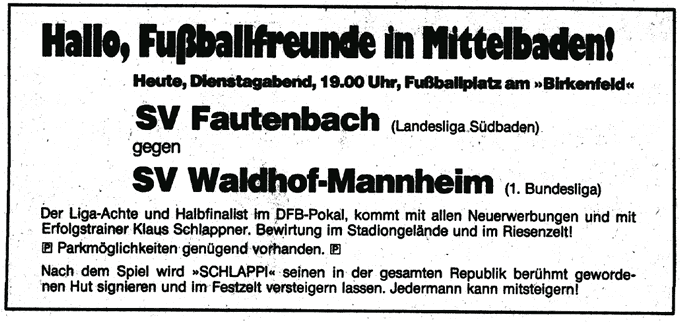Werbung für das Spiel SVF - Waldhof Mannheim