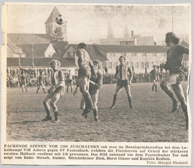 Zeitungsbericht 1974 Zeitungsbericht zum Verbandsspiel gegen den VfR Achern 1974